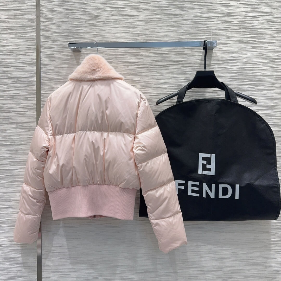 Fendi Heritage Short Women's Down Jacket- Pink - Image 7