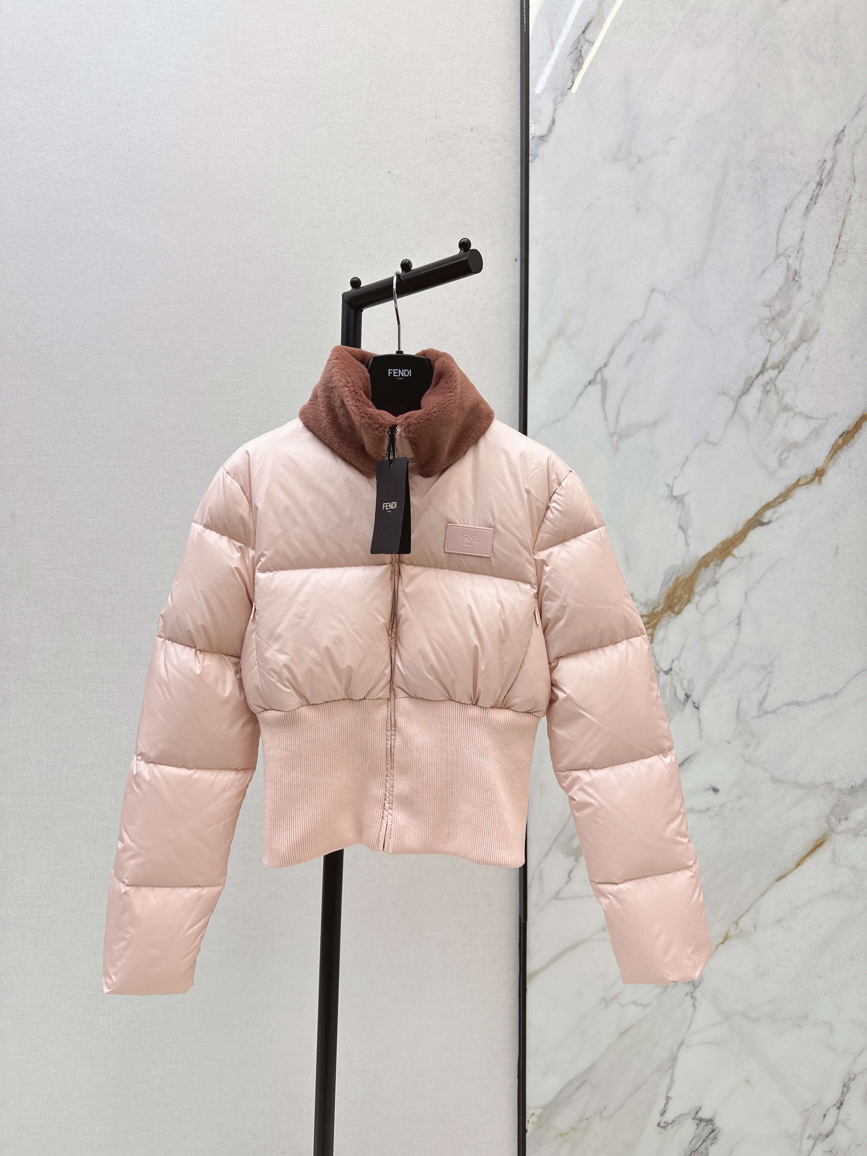 Fendi Heritage Short Women's Down Jacket- Pink
