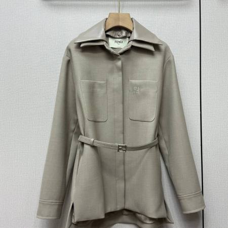Fendi Beige Worsted Wool Shirt Jacket