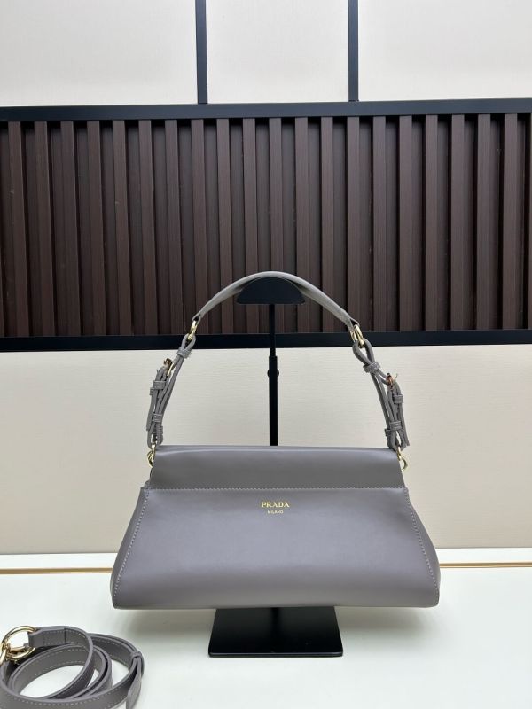 Prada Medium Doux Shoulder Bag – Light Blue/Gray