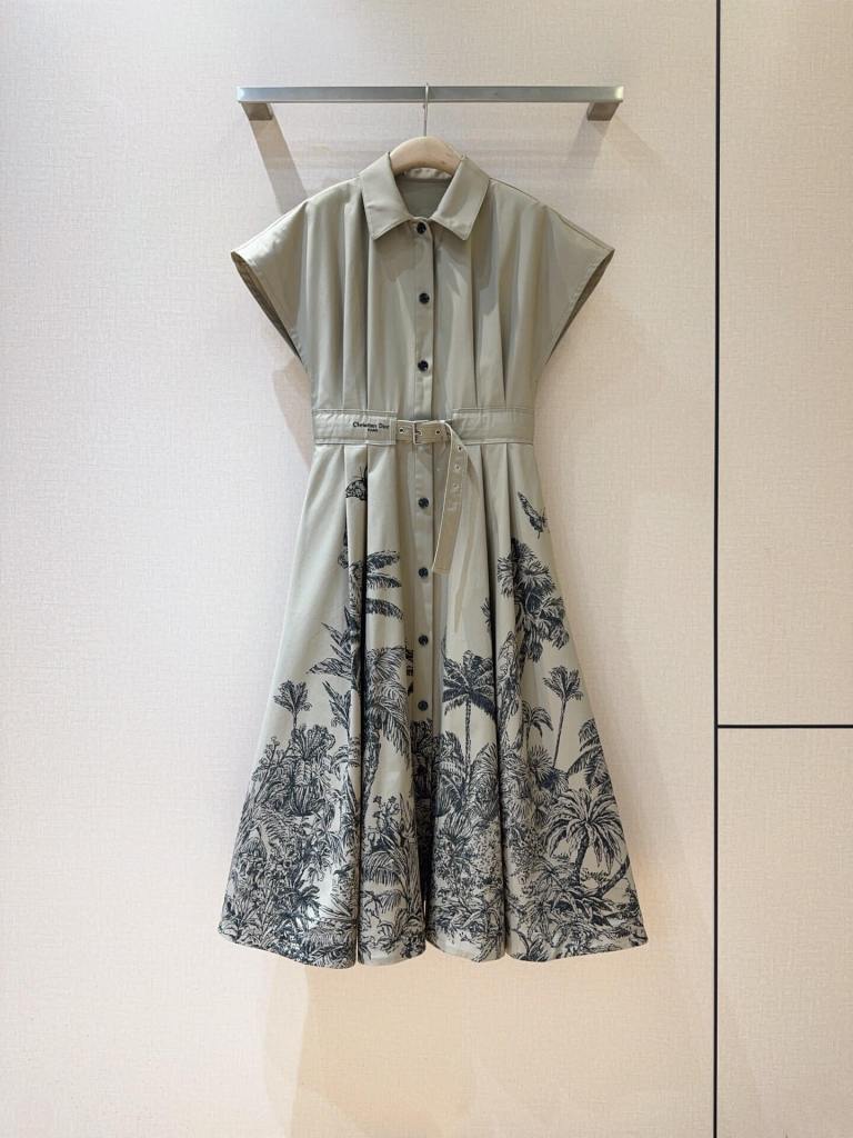 Dior Toile de Jouy Palms Short-Sleeved Dress — Card Color