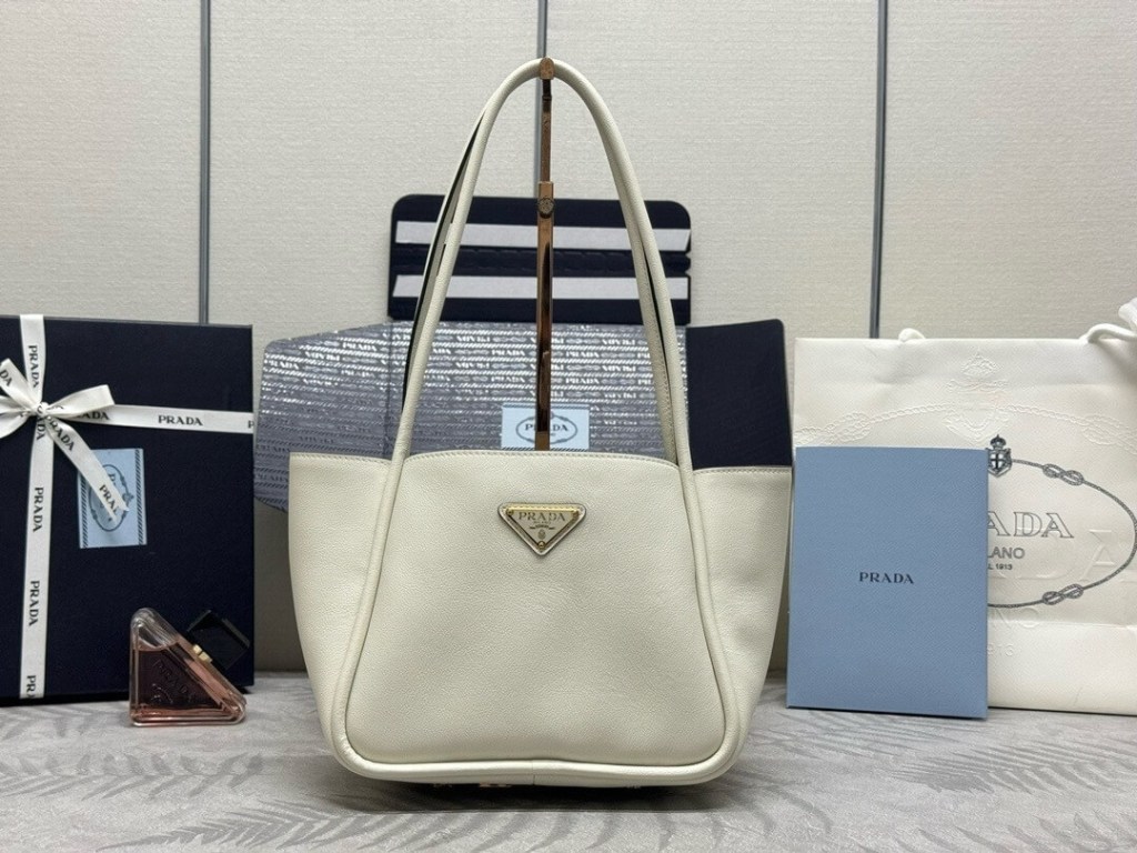 Prada Medium Calfskin Darling Shoulder Bag – White