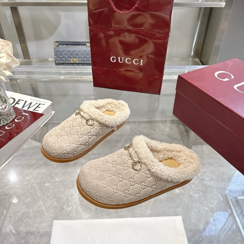 Gucci Beige GG Suede Horsebit Women’s Mules