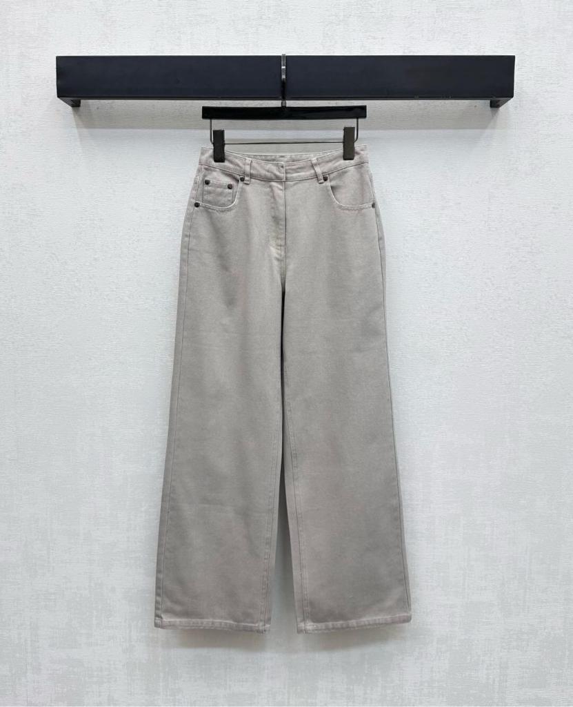 Fendi High-Waisted Embossed Denim Trousers