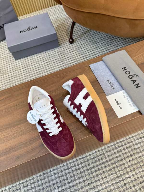 Hogan Burgundy Suede and White Leather ‘H’ Logo Cool Sneakers