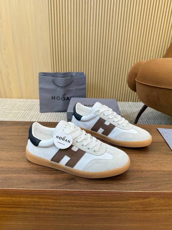Hogan White Leather & Suede with Brown ‘H’ Side Logo Cool Sneakers