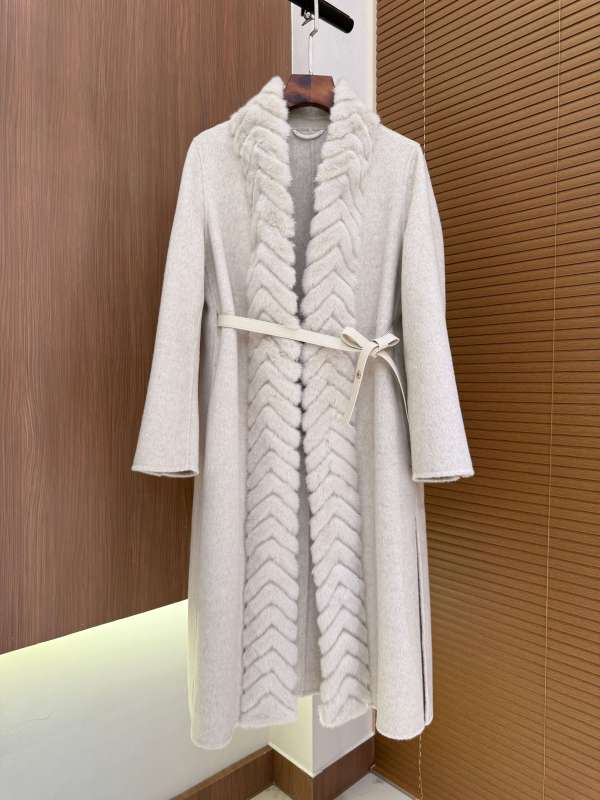 Loro Piana Cashmere Long Fur Trim Coat – Gray