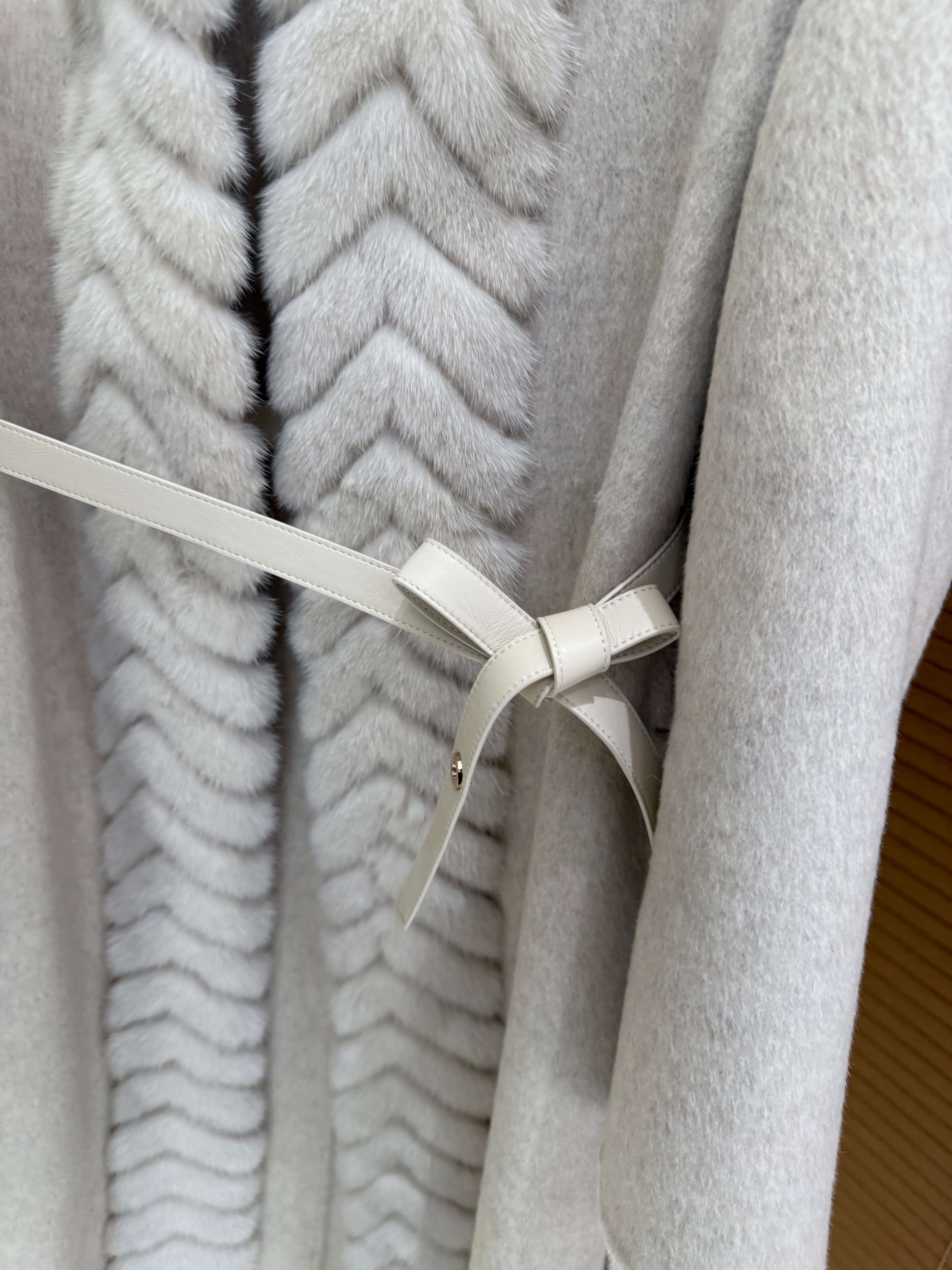 Loro Piana Cashmere Long Fur Trim Coat – Gray - Image 6