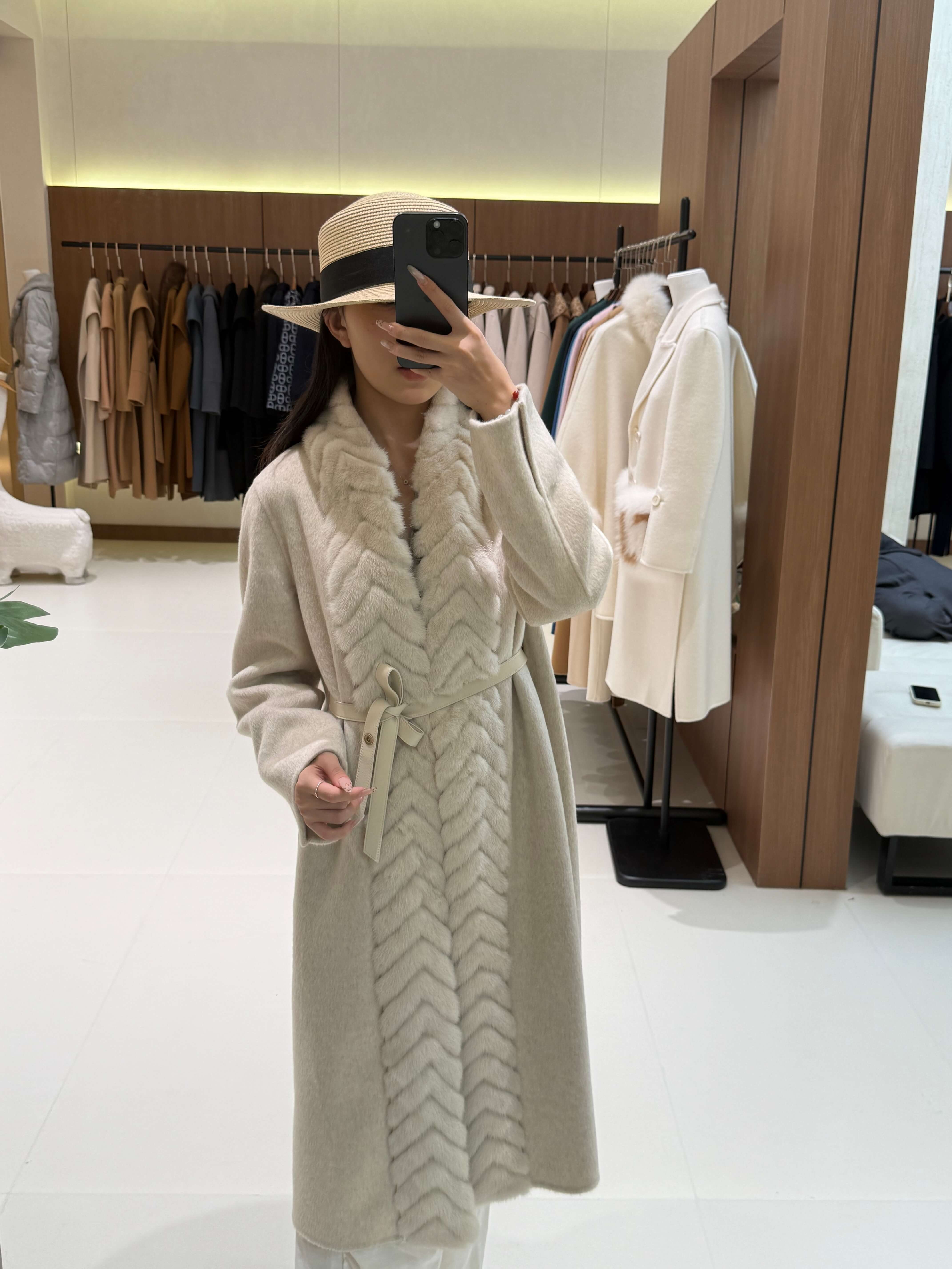 Loro Piana Cashmere Long Fur Trim Coat – Gray - Image 8