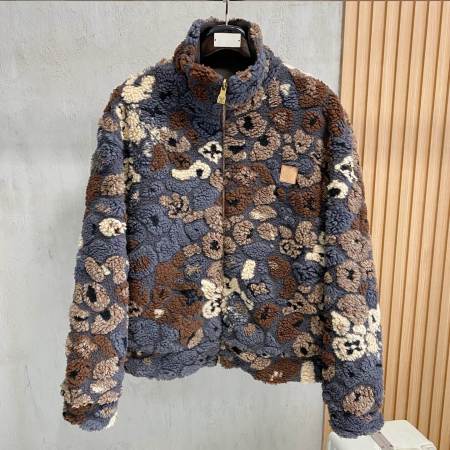 Louis Vuitton Monogram Shearling Wool Fleece Reversible Jacket – Brown