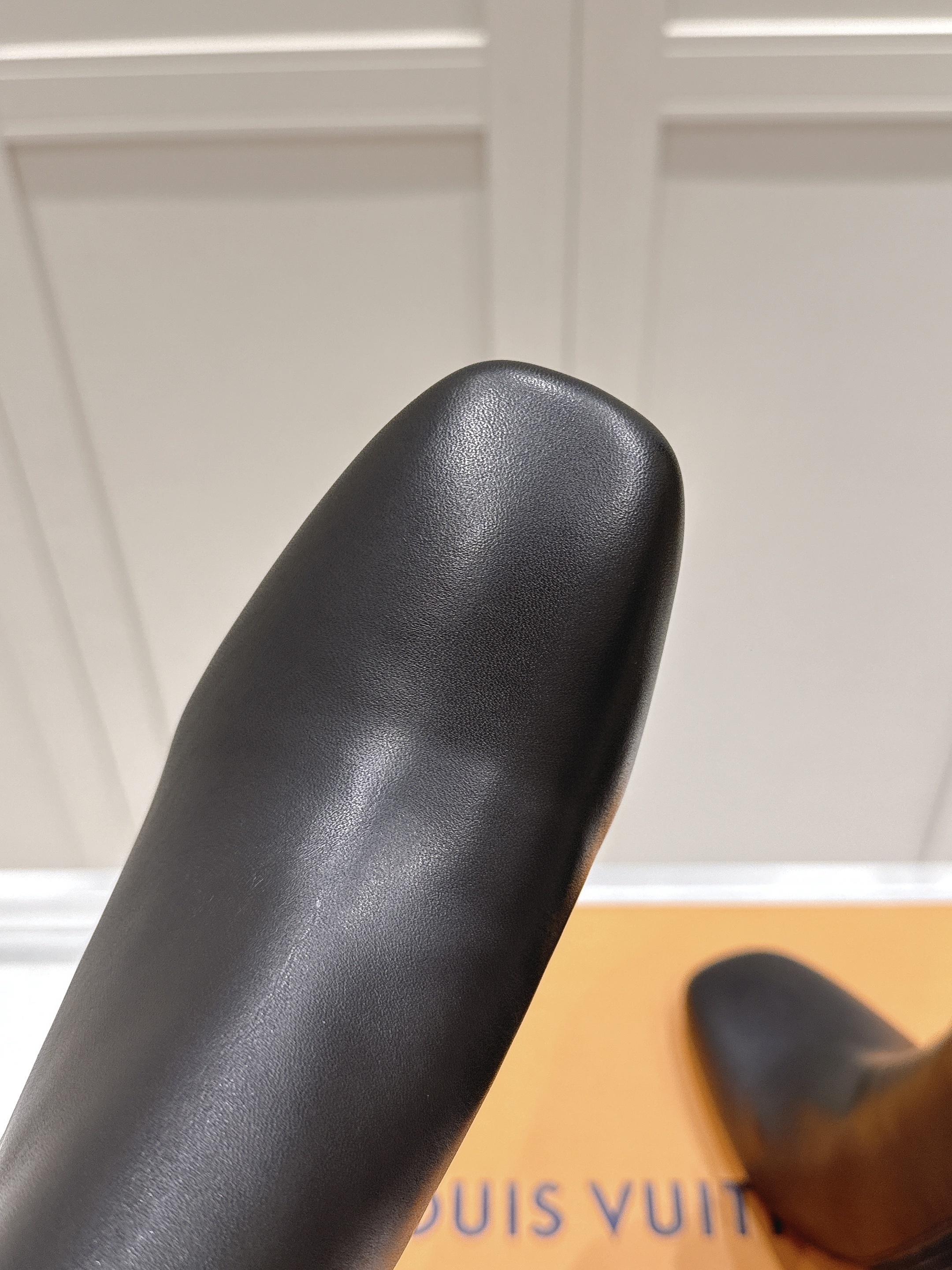 Louis Vuitton Black Leather Monogram Buckle Ankle Heels - Image 4