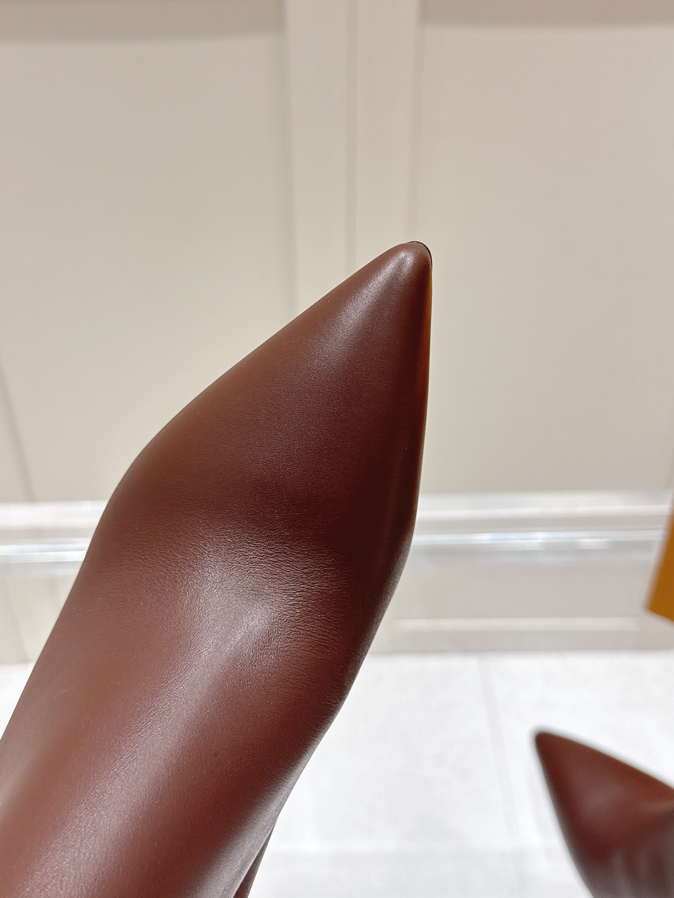 Louis Vuitton Brown Leather Crystal Ankle Heels - Image 3