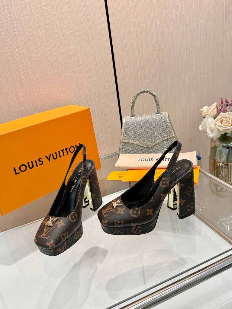 Louis Vuitton Monogram Canvas Cherie Slingback Platform Pumps
