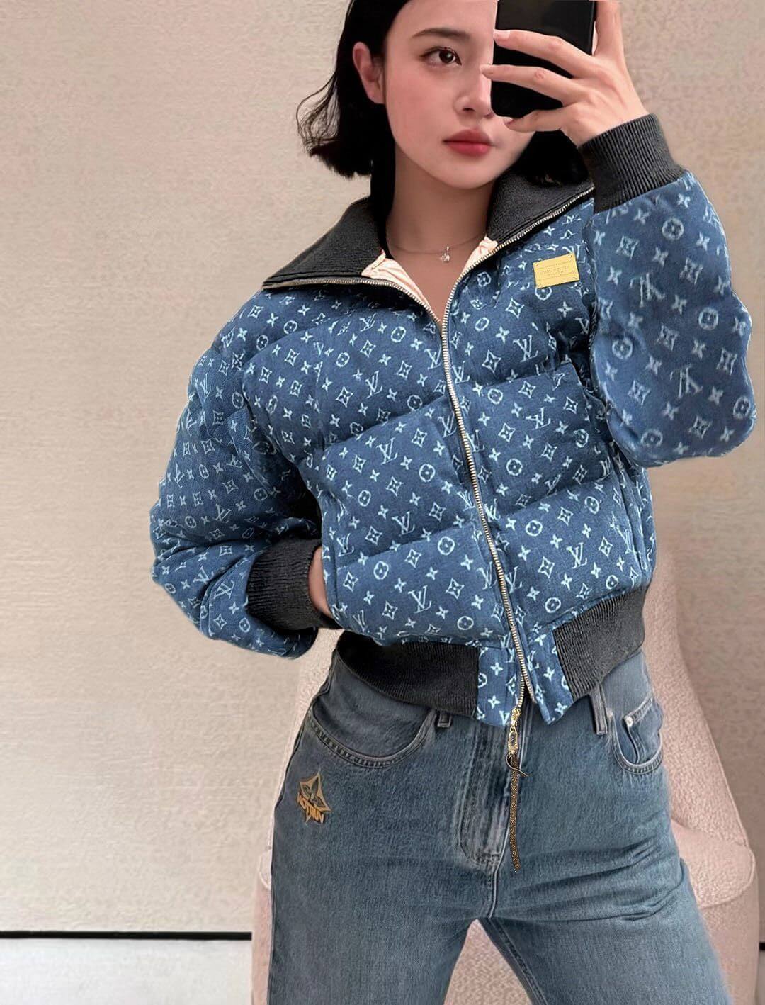 Louis Vuitton Monogram Down Jacket- Blue - Image 11