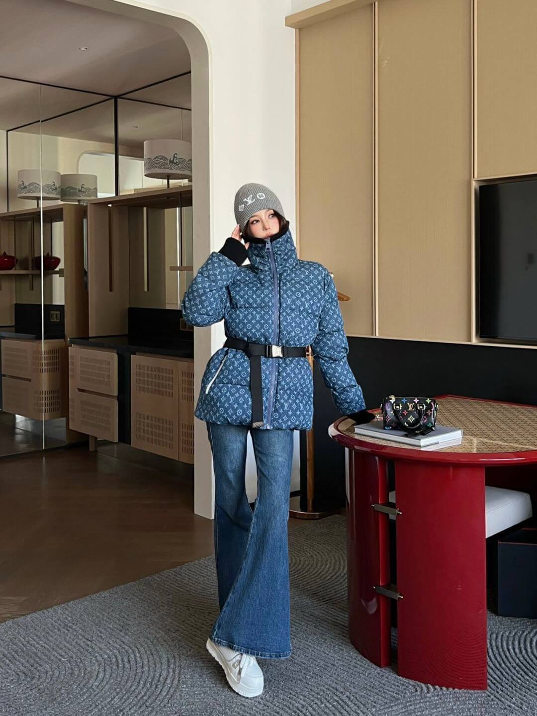 Louis Vuitton Monogram Quilted Women's Down Jacket- Blue - Image 14
