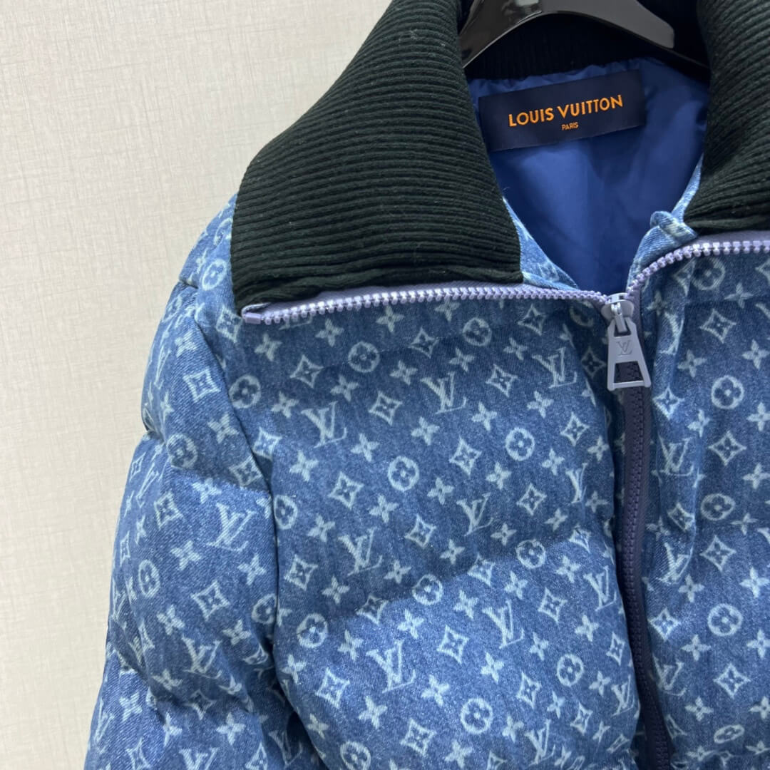 Louis Vuitton Monogram Quilted Women's Down Jacket- Blue - Image 3