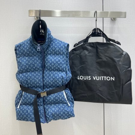 Louis Vuitton Monogram Quilted Women's Down Vest- Blue