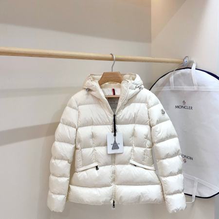 Moncler Avoce hooded short down jacket- Off-White