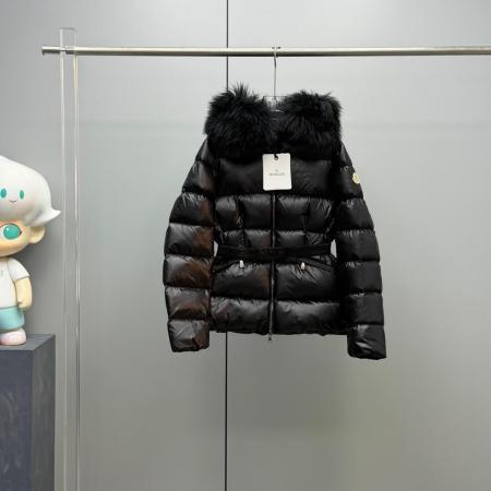 Moncler Boed Wool Collar Down Jacket- Black