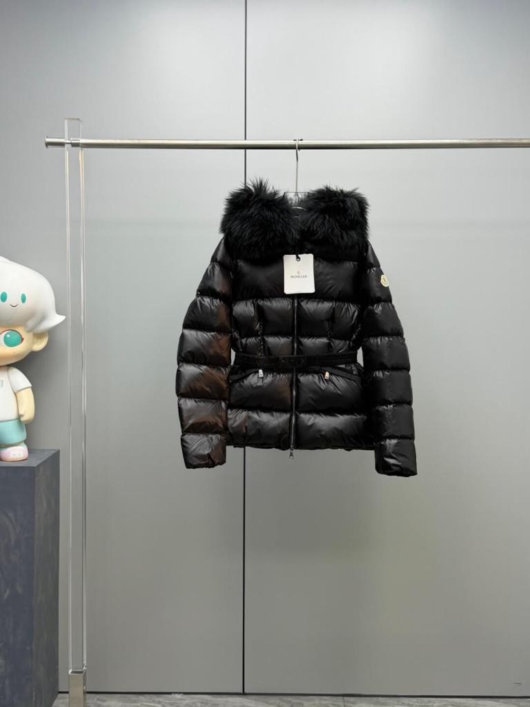 Moncler Boed Wool Collar Down Jacket- Black