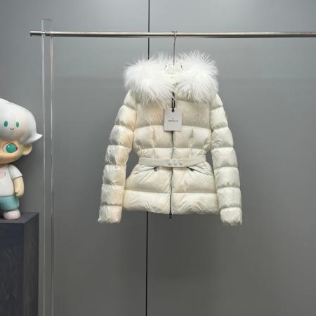 Moncler Boed Wool Collar Down Jacket- White
