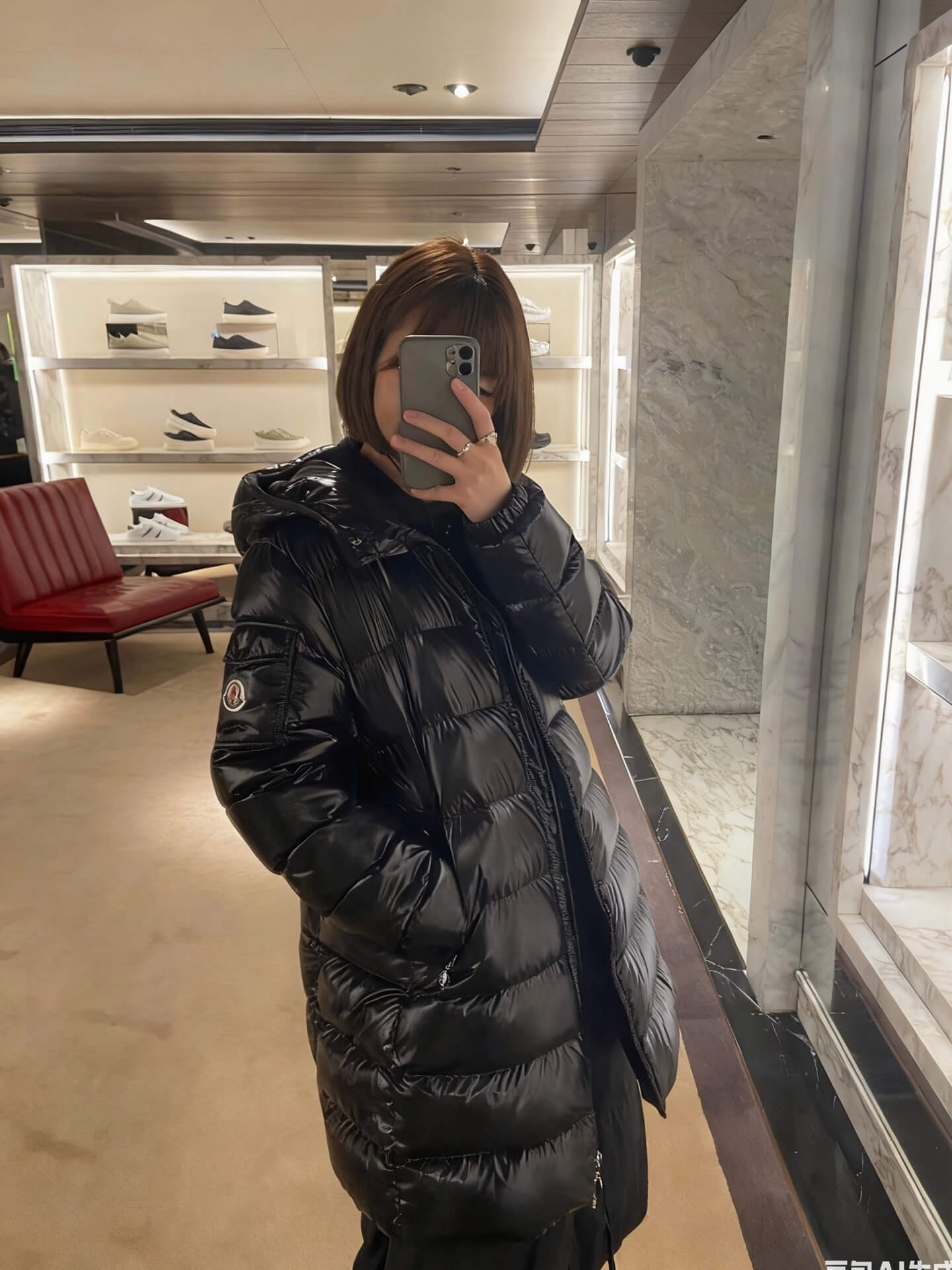 Moncler Courcelles Hooded Mid-Length Down Jacket- Black - Image 11