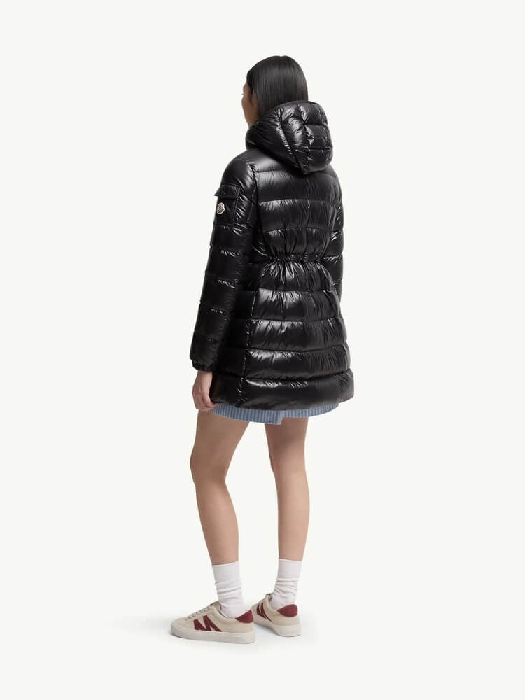 Moncler Courcelles Hooded Mid-Length Down Jacket- Black - Image 9