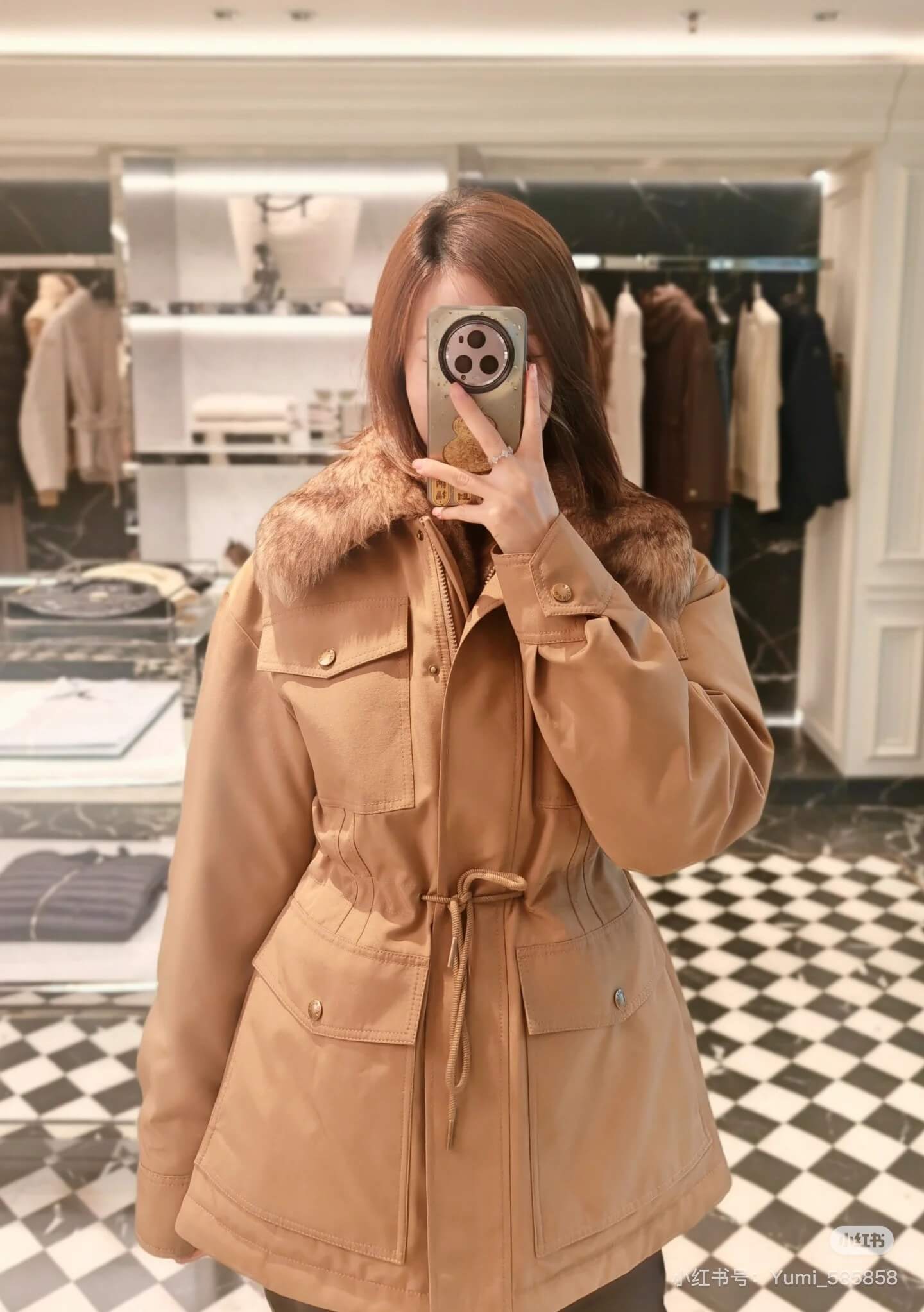 Moncler "Jouillat" faux-fur Long Down Jacket- Dark Brown - Image 2