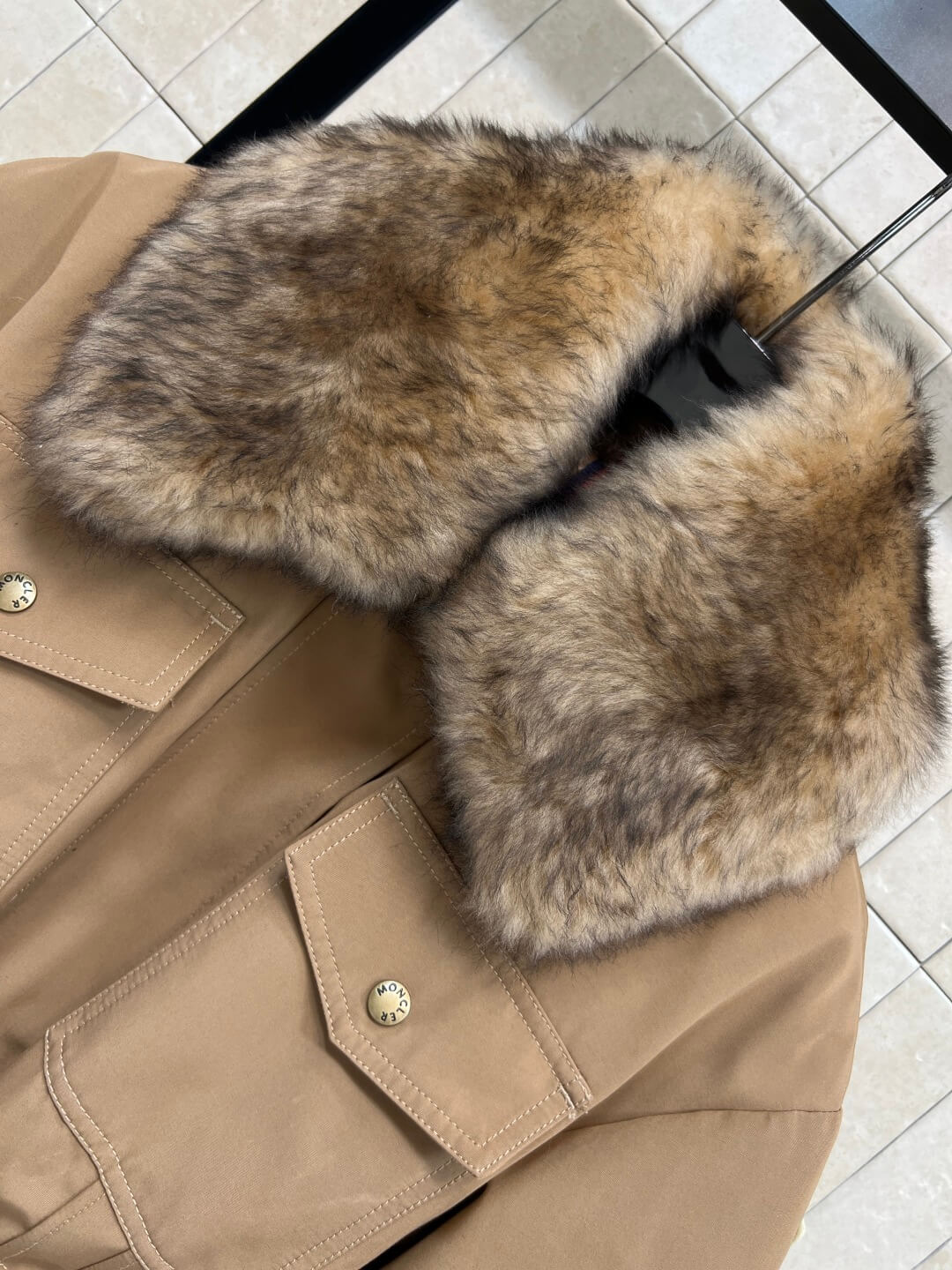 Moncler "Jouillat" faux-fur Short Down Jacket- Dark Brown - Image 2