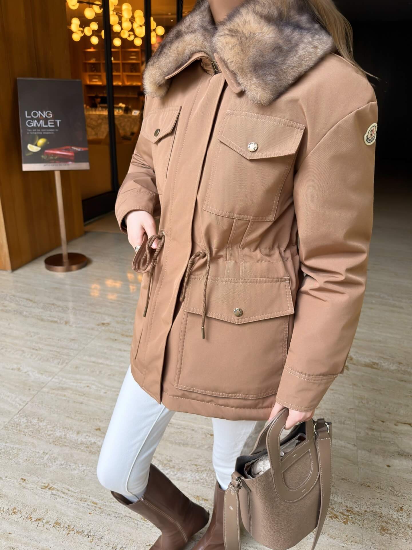 Moncler "Jouillat" faux-fur Short Down Jacket- Dark Brown - Image 11