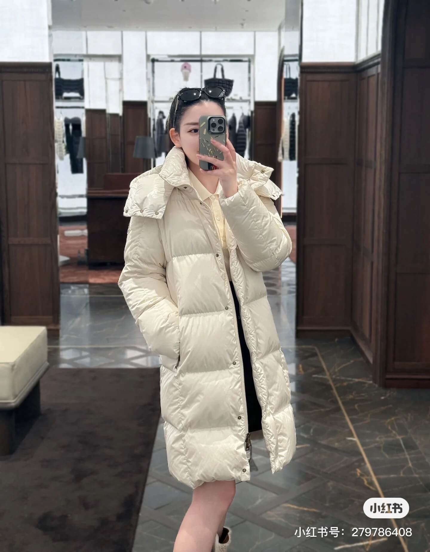 Moncler Litte women's mid-length down jacket- White - Image 7