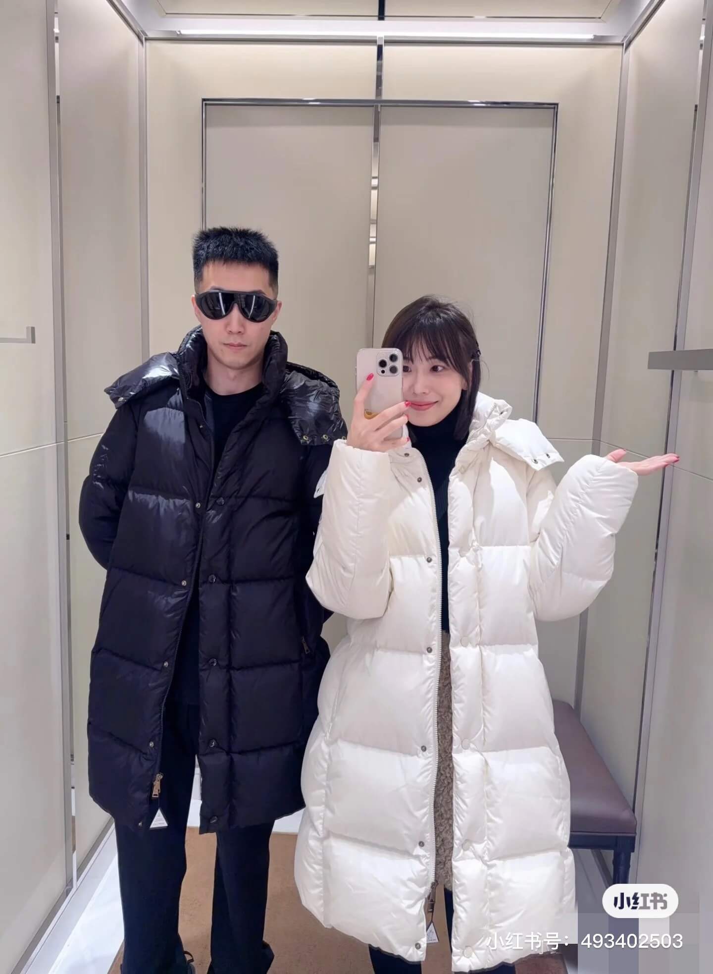 Moncler Litte women's mid-length down jacket- White - Image 9