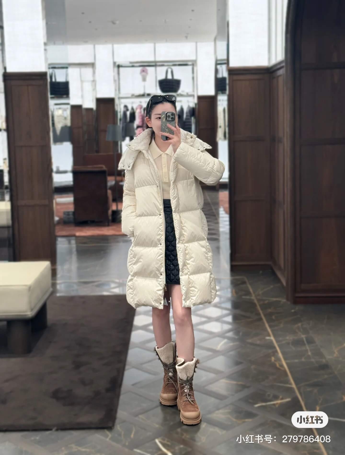 Moncler Litte women's mid-length down jacket- White - Image 10