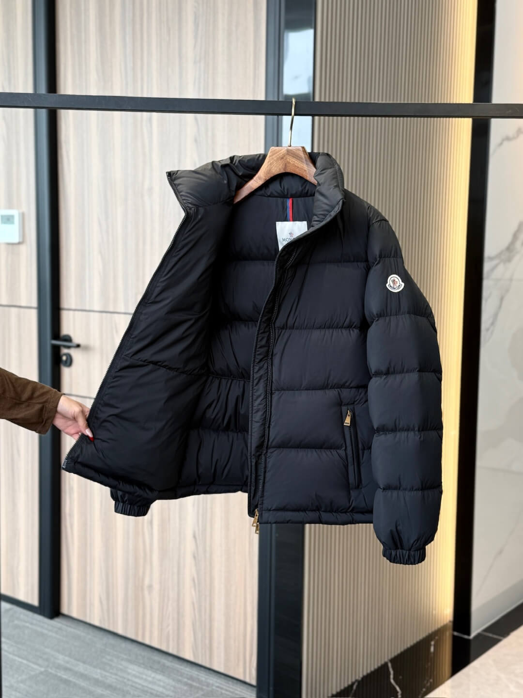 Moncler puffer with stand-up collar women's down jacket- Black - Image 6