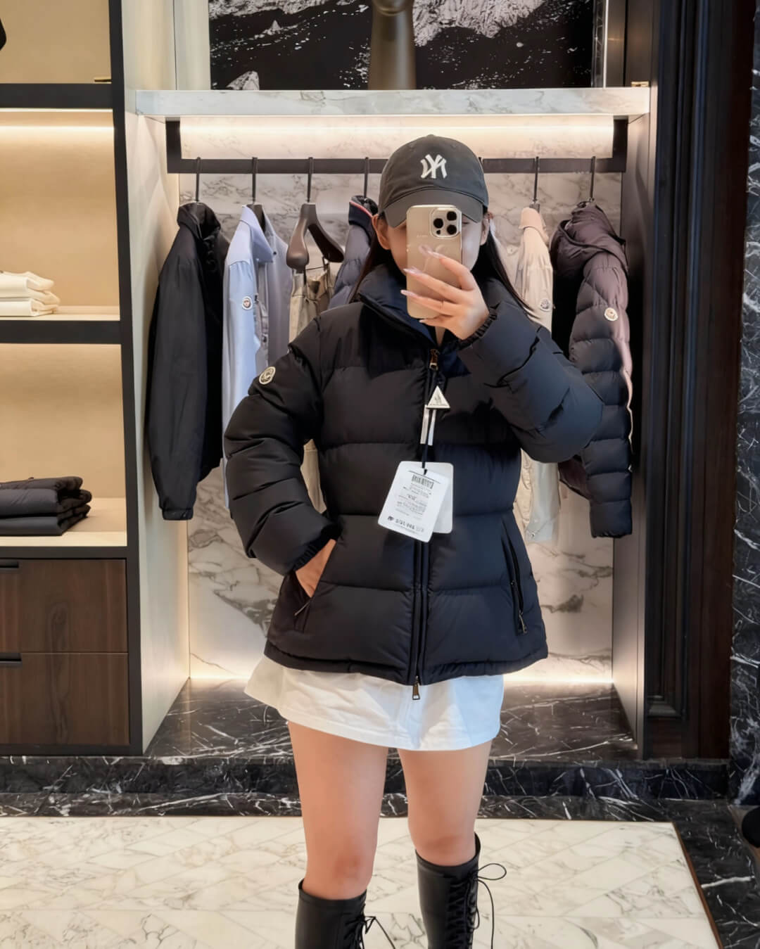 Moncler puffer with stand-up collar women's down jacket- Black - Image 9