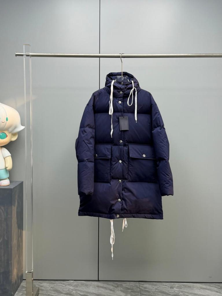 Prada Oversized Hooded Shell- Women's Down Jacket- Navy Blue