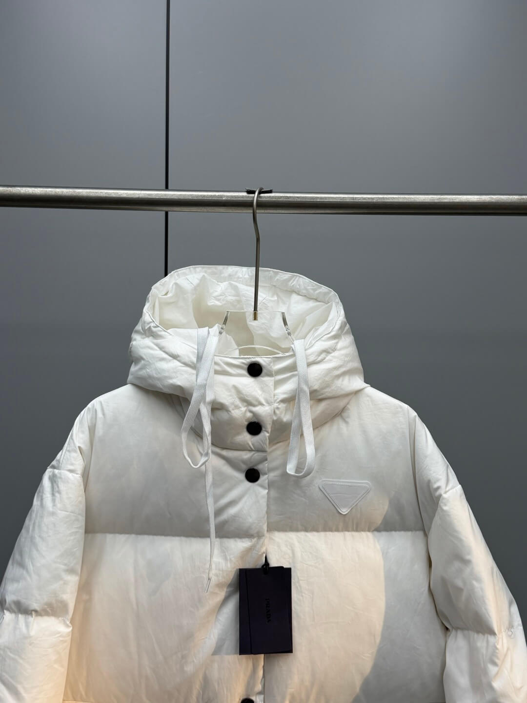 Prada Oversized Hooded Shell- Women's Down Jacket- White - Image 3