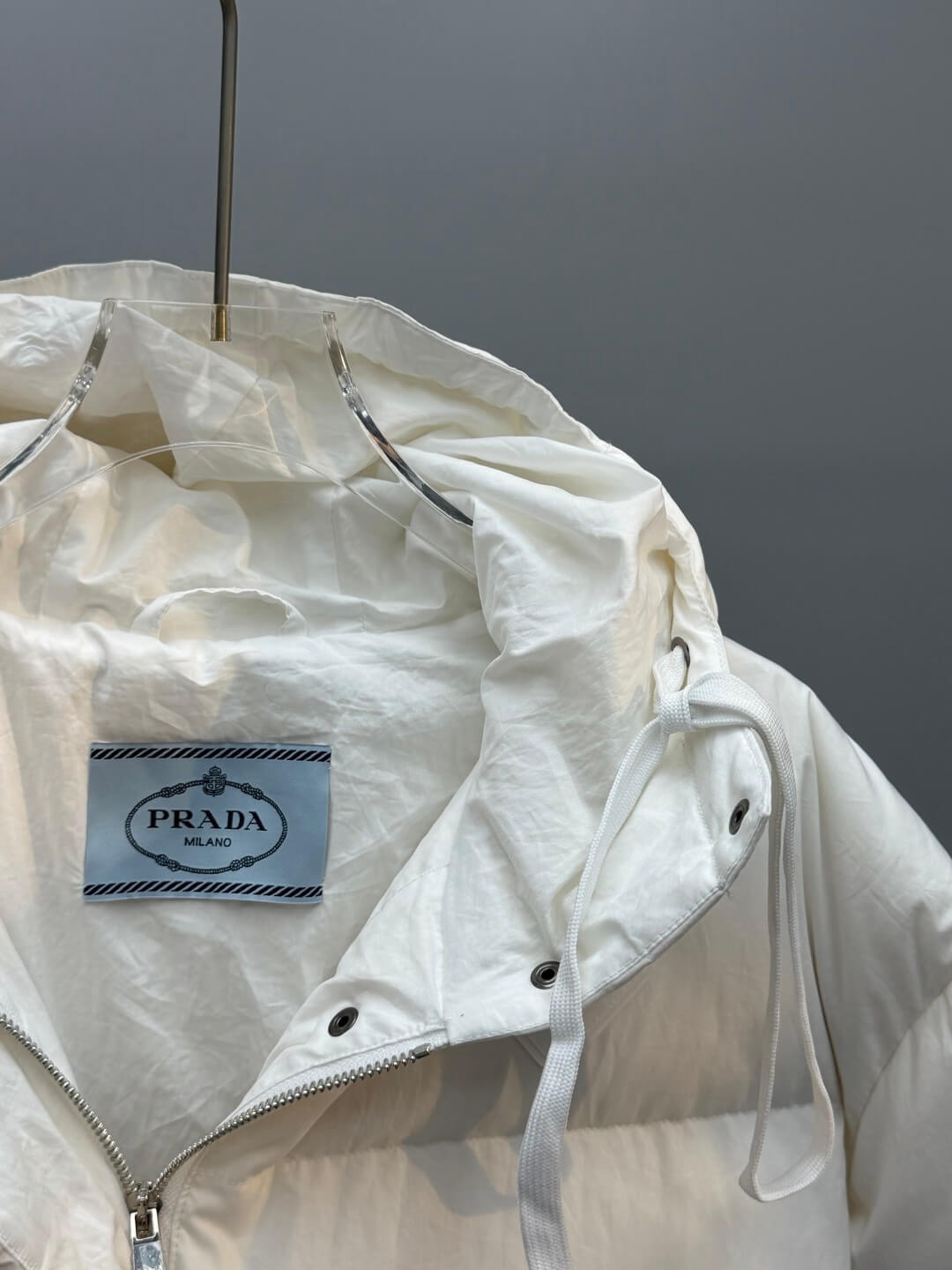 Prada Oversized Hooded Shell- Women's Down Jacket- White - Image 5