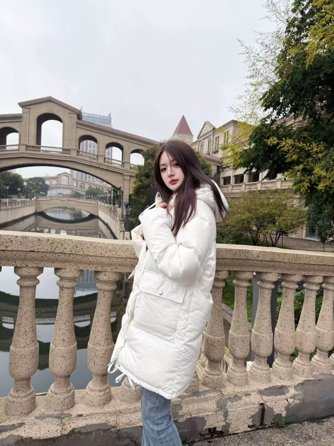 Prada Oversized Hooded Shell- Women's Down Jacket- White - Image 8
