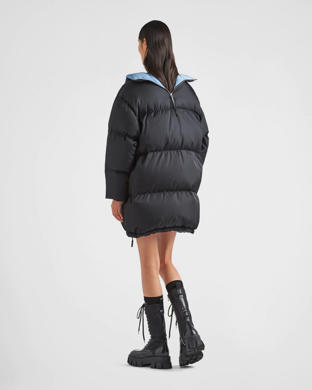 Prada Re-Nylon Mid-length women's down jacket- Black - Image 8