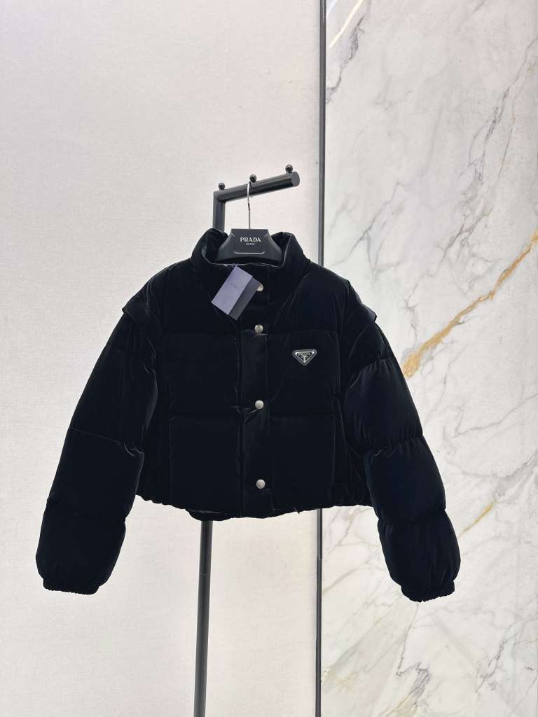 Prada Velvet Women's Down Jacket- Black