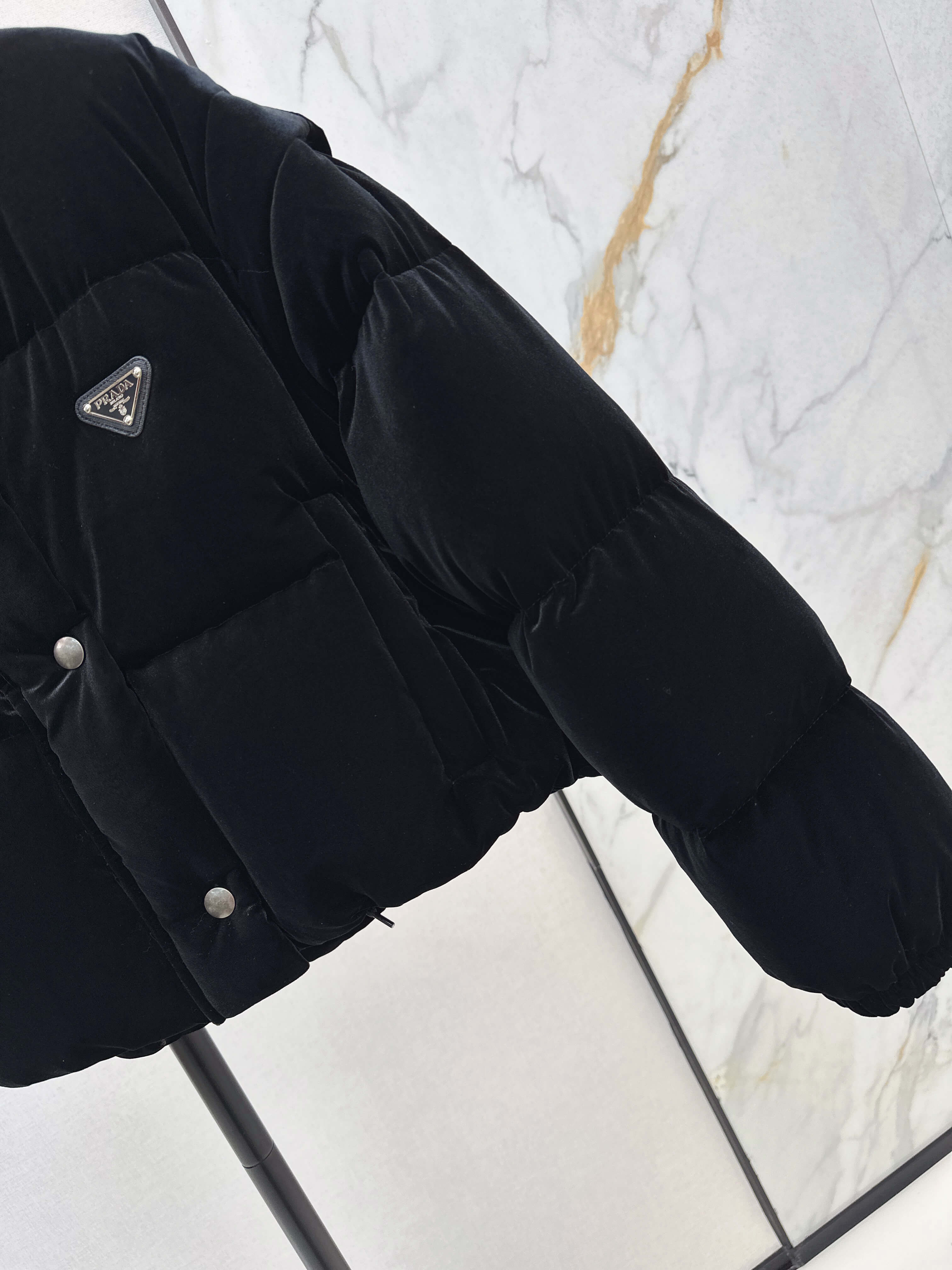 Prada Velvet Women's Down Jacket- Black - Image 7