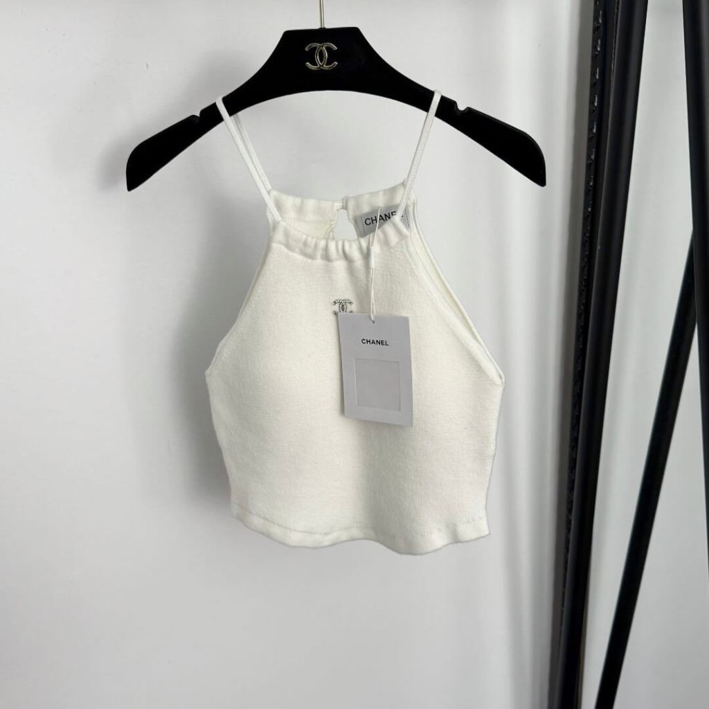 Chanel White Halter Neck Top