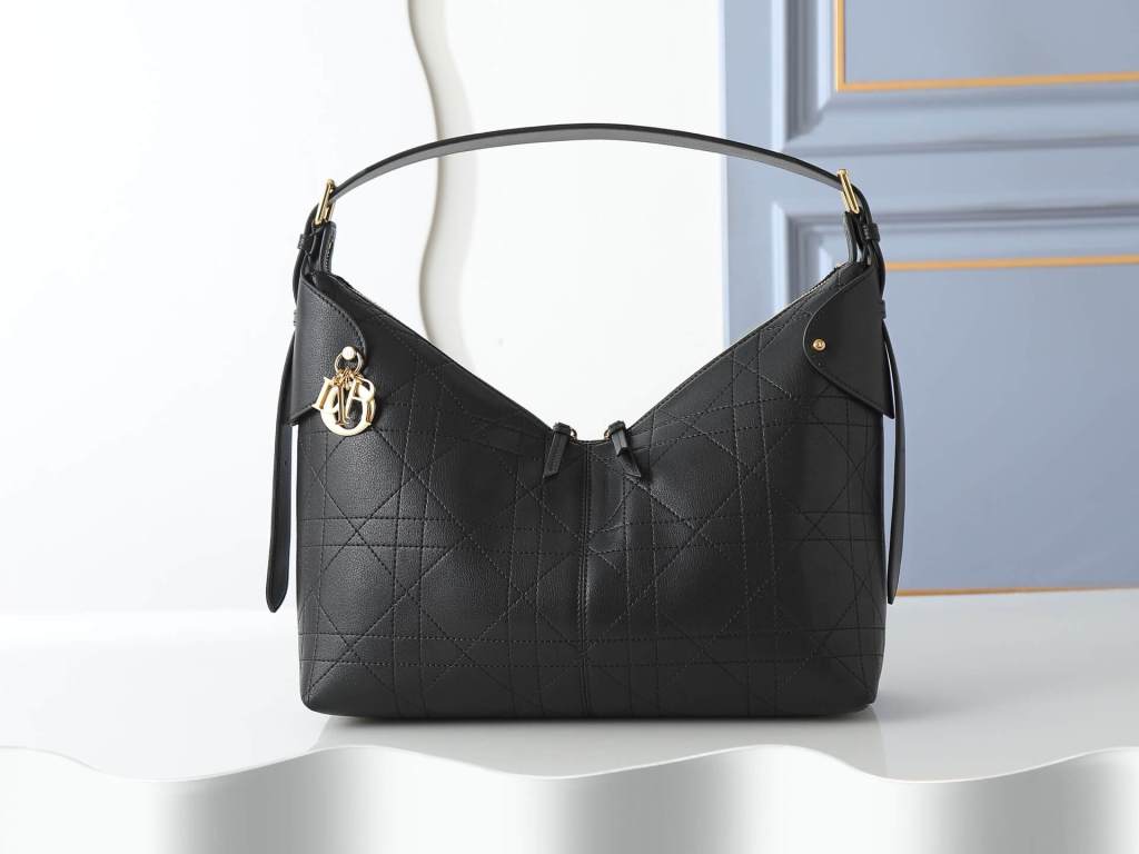 Dior Voyage Bag in Black Flat Macrocannage Crinkled Calfskin