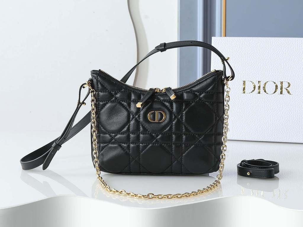 Dior Miss Caro Mini Bag in Black Macrocannage Lambskin