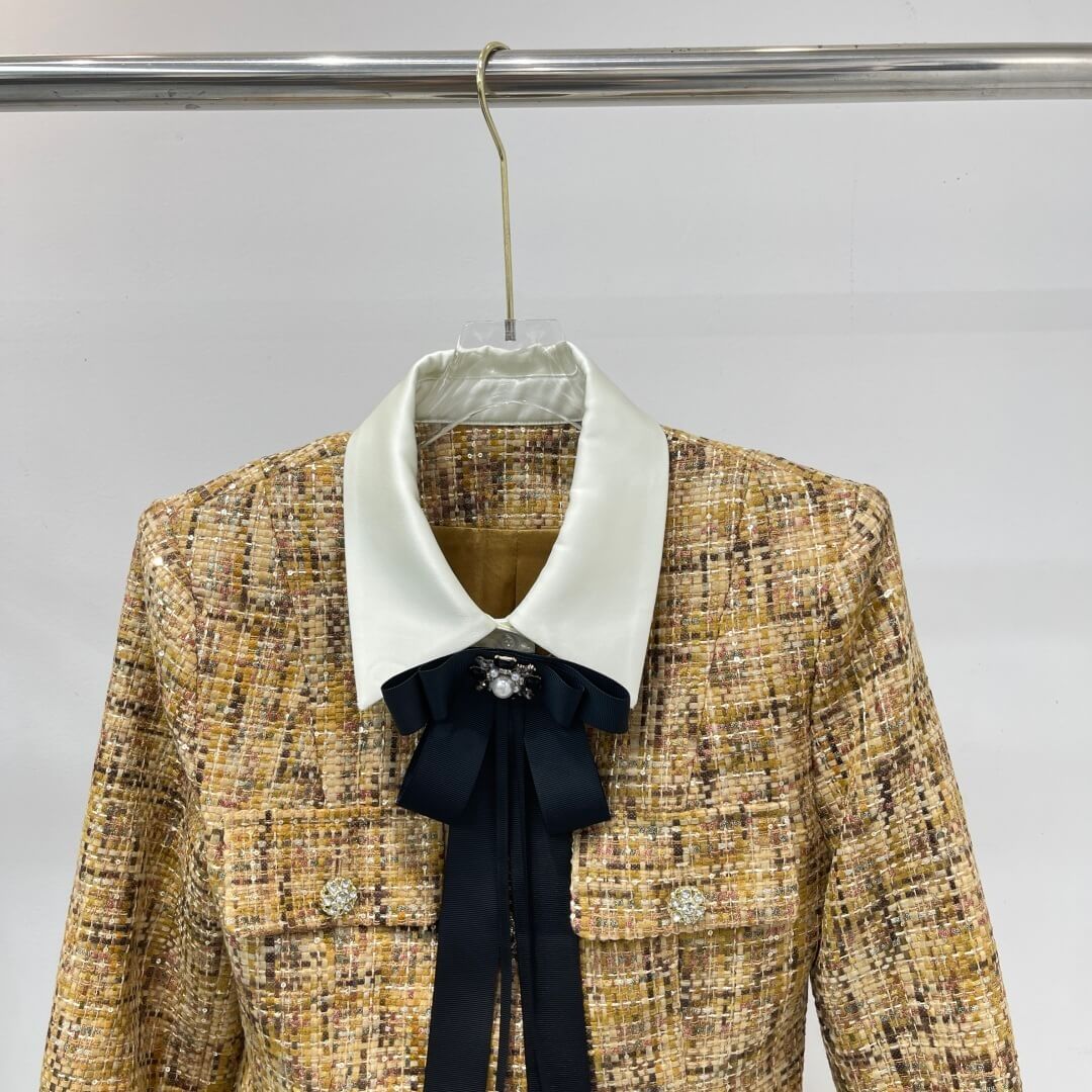 Chanel Tweed Jacket and Skirt Set – Gold/Brown - Image 10