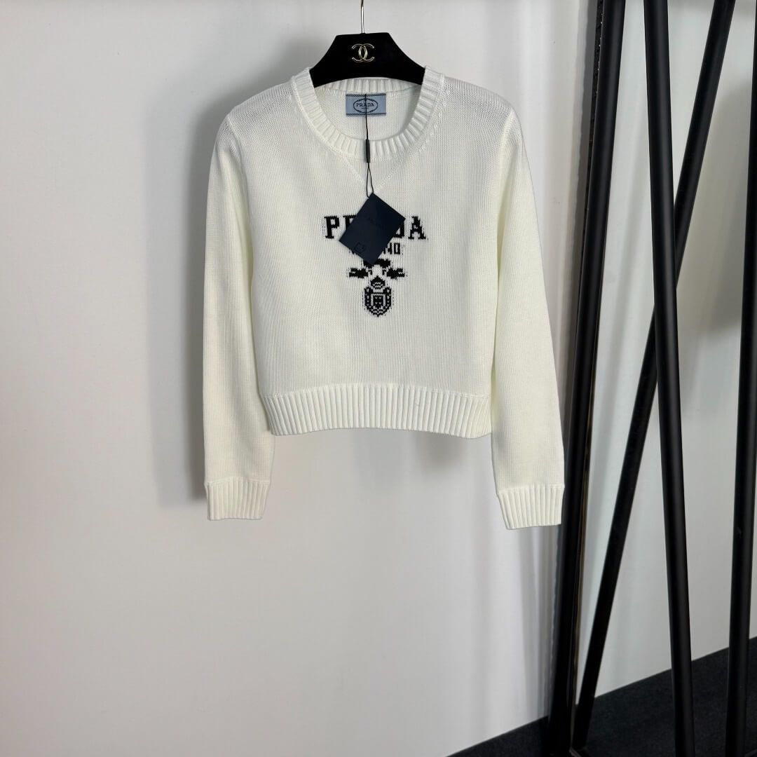 Prada Khaki Milano Knit Crewneck Sweater - Image 3