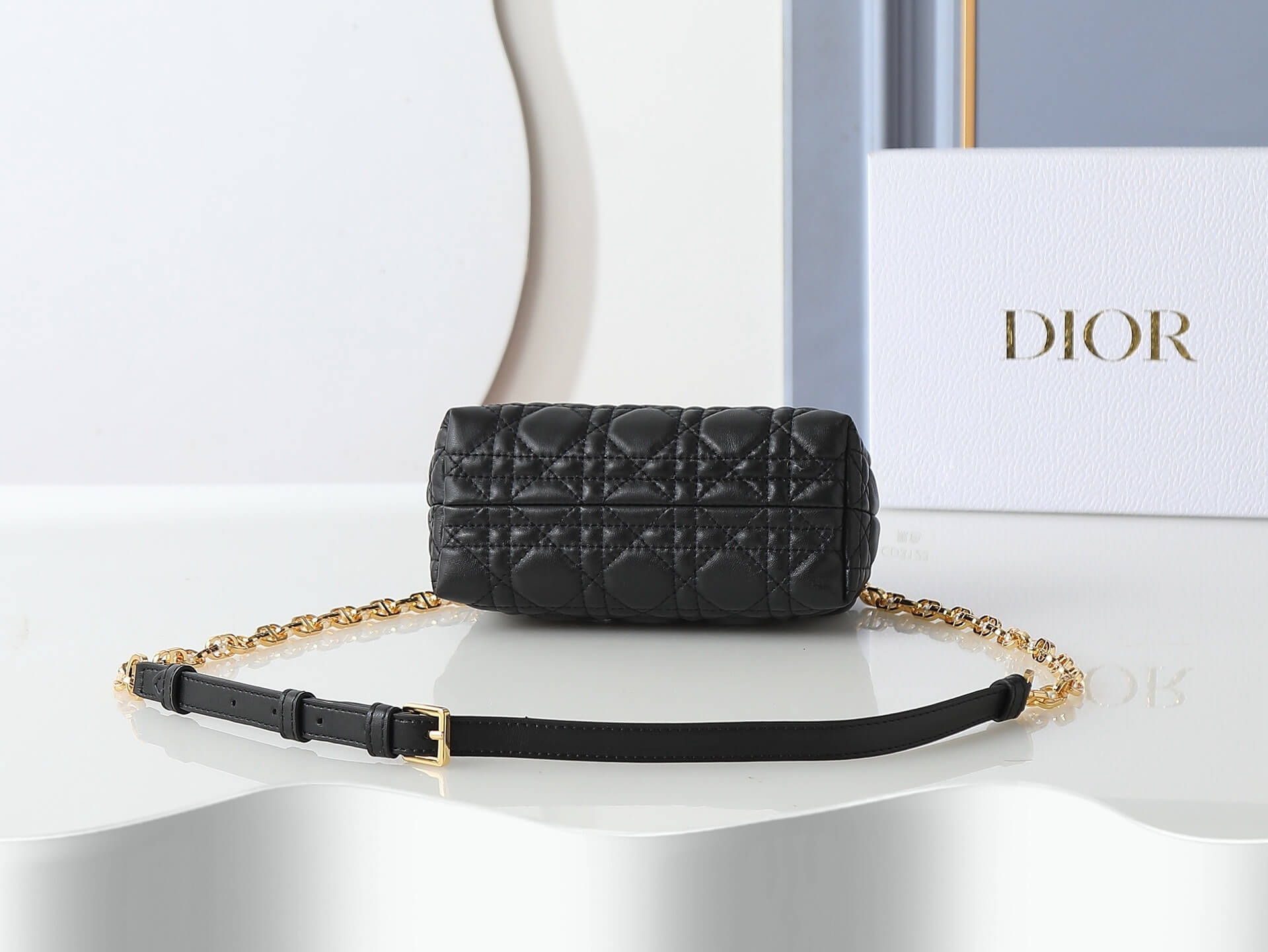 Dior Jolie Top Handle Mini Bag in Black Cannage Leather - Image 5