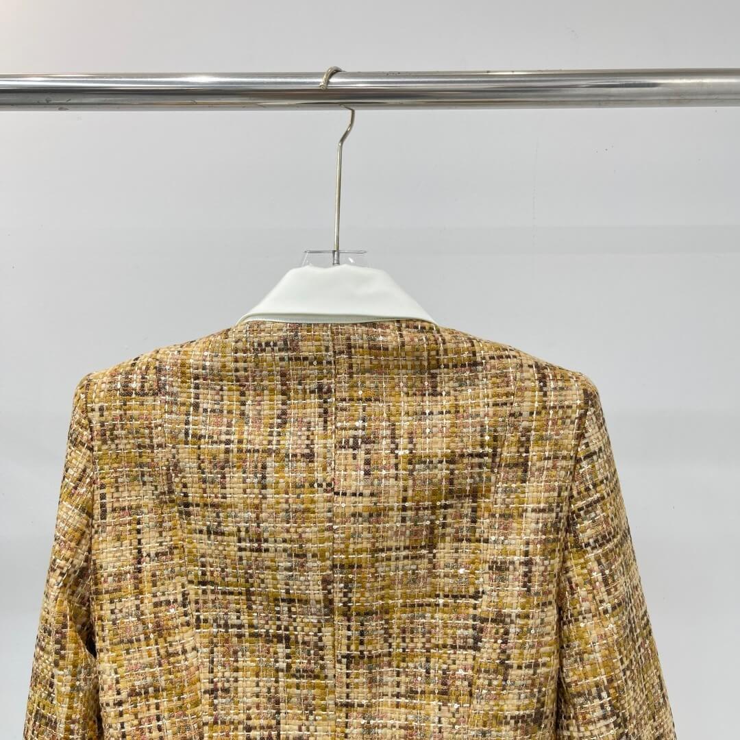 Chanel Tweed Jacket and Skirt Set – Gold/Brown - Image 8