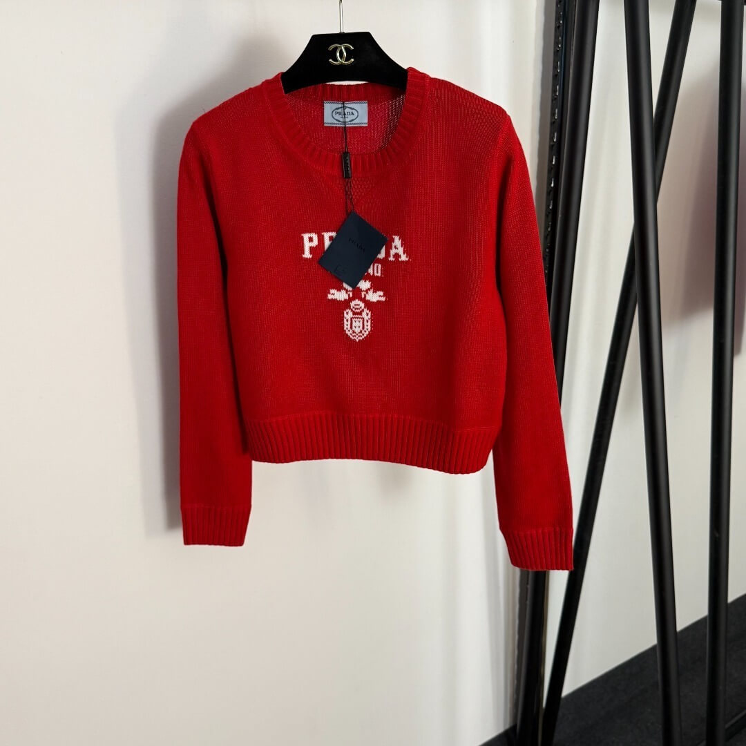 Prada Khaki Milano Knit Crewneck Sweater - Image 2